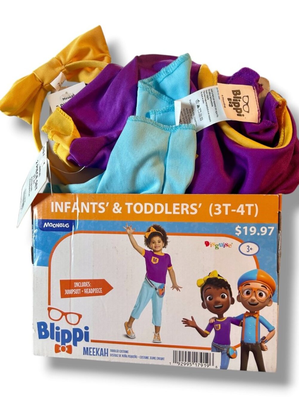 Blippi Meekah Toddler Costume 3T-4T Includes Jumpsuit & Headpiece dress up